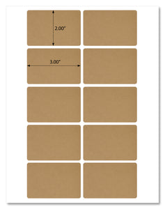 Textured Brown Kraft 3" x 2" Round Corner Rectangle Labels With Template and Printing Instructions, 5 Sheets, 50 Labels (RB32)