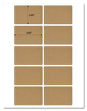 Textured Brown Kraft 3" x 2" Round Corner Rectangle Labels With Template and Printing Instructions, 5 Sheets, 50 Labels (RB32)
