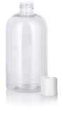 Clear Plastic PET Boston Round Bottle (BPA Free) with White Disc Cap (12 Pack)