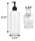 White Plastic PET Large Boston Round Bottle with Black Lotion Pump (12 Pack)