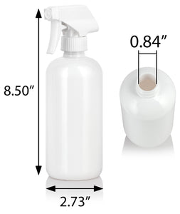 White Plastic PET Boston Round Bottle (BPA Free) with White Trigger Spray (12 Pack)