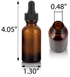Amber Glass Boston Round Bottle with Graduated Measurement Glass Dropper (12 Pack)