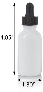 Opal Glass Boston Round Bottle with Black Graduated Measurement Glass Dropper (12 Pack)