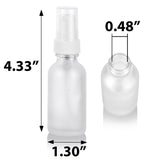 Frosted Clear Glass Boston Round Bottle with White Treatment Pump (12 Pack)