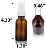 Amber Glass Boston Round Bottle with White Treatment Pump (12 Pack)