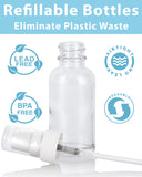 Clear Glass Boston Round White Treatment Pump Bottle (12 Pack)