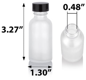 Frosted Clear Glass Boston Round Bottle with Airtight Phenolic Cap Lid (12 Pack)