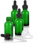 Green Glass Boston Round Dropper Bottle with Black Top - 1 oz / 30 ml Travel Bag