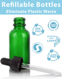 Green Glass Boston Round Dropper Bottle with Black Top - 1 oz / 30 ml Travel Bag