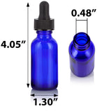 Cobalt Blue Glass Boston Round Bottle with Black Dropper (12 Pack) - JUVITUS