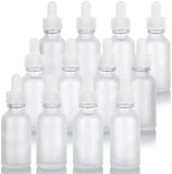 1 oz Frosted Clear Glass Boston Round Bottle White Top Graduated Measurement Dropper (12 Pack)