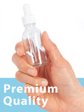 Clear Glass Boston Round Bottle with White Top Graduated Dropper (12 Pack)
