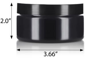 Plastic Low Profile Jar in Black with Black Foam Lined Lid - 4 oz / 120 ml