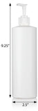 White Plastic HDPE Cylinder Squeeze Bottle with White Lotion Pump (12 Pack)
