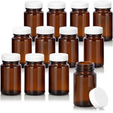 4 oz Amber Glass Packer Bottle with White Ribbed Lid (12 Pack)