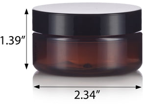 Plastic Low Profile Jar in Amber with Black Foam Lined Lid - 4 oz / 120 ml