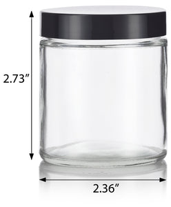 4 oz Clear Glass Straight Sided Jar with Black Foam Lined Lid (12 Pack)