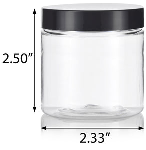 Plastic Jar in Clear with Black Foam Lined Lid - 4 oz / 120 ml - JUVITUS