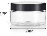 Clear Plastic Low Profile Jar with Black Foam Lined Lid (12 Pack)