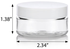 Plastic Low Profile Jar in Clear with White Foam Lined Lid - 8 oz / 240 ml