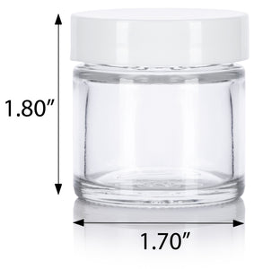 2 oz / 60 ml Clear Thick Glass Straight Sided Jars with Foam Lined Lids ( 12 Pack) - JUVITUS