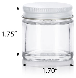 Glass Jar in Clear with White Metal Plastisol Lid - 1 oz / 30 ml