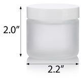 2 oz Frosted Clear Straight Sided Glass Jar with White Foam Lined Lid (12 Pack)