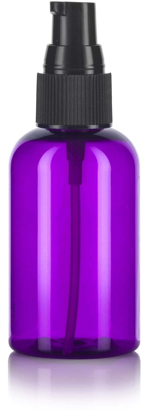 Purple 2 oz Boston Round PET (BPA Free) Plastic Bottle with Treatment Pump