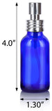 1 oz Cobalt Blue Glass Boston Round Bottle with Silver Metal Aluminum Fine Mist Spray (12 Pack)
