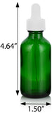 Green Glass Boston Round Dropper Bottle with White Top (12 Pack)