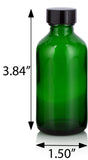 Green Glass Boston Round Bottle with Black Phenolic Cap (12 Pack)