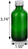 Green Glass Boston Round Screw Bottle with Silver Metal Cap (12 Pack)