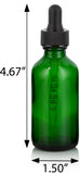Green Glass Boston Round Bottle with Graduated Measurement Black Dropper (12 Pack)