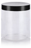 Clear Plastic Straight Sided Jar with Black Foam Lined Lid ( 12 Pack ) - JUVITUS
