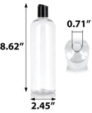 16 oz  Clear Plastic PET Slim Cosmo Round Bottle (BPA Free) with Black Disc Cap (12 Pack)
