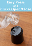 16 oz  Clear Plastic PET Slim Cosmo Round Bottle (BPA Free) with Black Disc Cap (12 Pack)