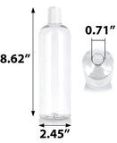 16 oz / 500 ml Clear Plastic PET Slim Cosmo Round Bottle (BPA Free) with White Disc Cap