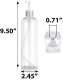 Clear Plastic PET Slim Cosmo Round Bottle with Silver Lotion Pump (12 Pack)