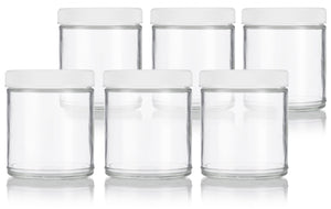 Glass Jar in Clear with White Foam Lined Lid - 6 oz / 180 ml