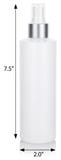 Clear Natural Plastic HDPE Cylinder Squeeze Bottle with Silver Fine Mist Sprayer (12 Pack)