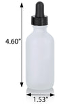 Frosted Clear Glass Boston Round Bottle with Black Dropper (12 Pack)