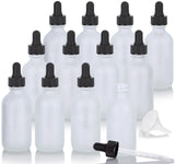 2 oz Frosted Clear Glass Boston Round Graduated Measurement Glass Dropper Bottle (12 Pack)