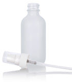 2 oz Frosted Clear Glass Boston Round White Treatment Pump Bottle (12 Pack)