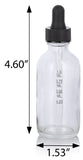Clear Glass Boston Round Bottle With Black Graduated Measurement Glass Dropper (12 Pack)