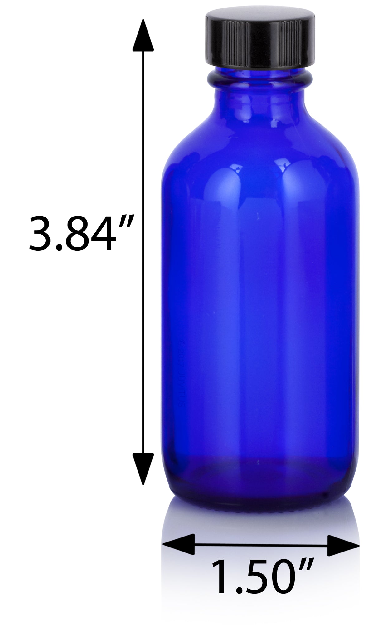 8 oz Cobalt Blue Boston Round Glass Bottle with Black Cap