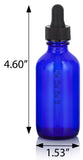 Cobalt Blue Glass Boston Round Bottle with Black Graduated Measurement Dropper (12 Pack)