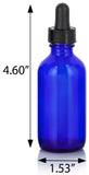Cobalt Blue Glass Boston Round Bottle with Black Dropper (12 Pack) - JUVITUS