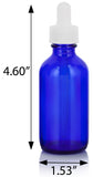 Cobalt Blue Glass Boston Round Bottle with White Dropper  (12 Pack)