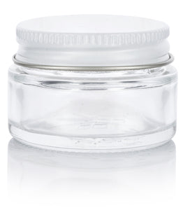 6 oz Clear Straight Sided Glass Jar with White Metal Lid