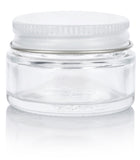 0 .5 oz / 15 ml Clear Glass Low Profile Thick Wall Balm Jars  with Metal White Lids  (12 Pack)